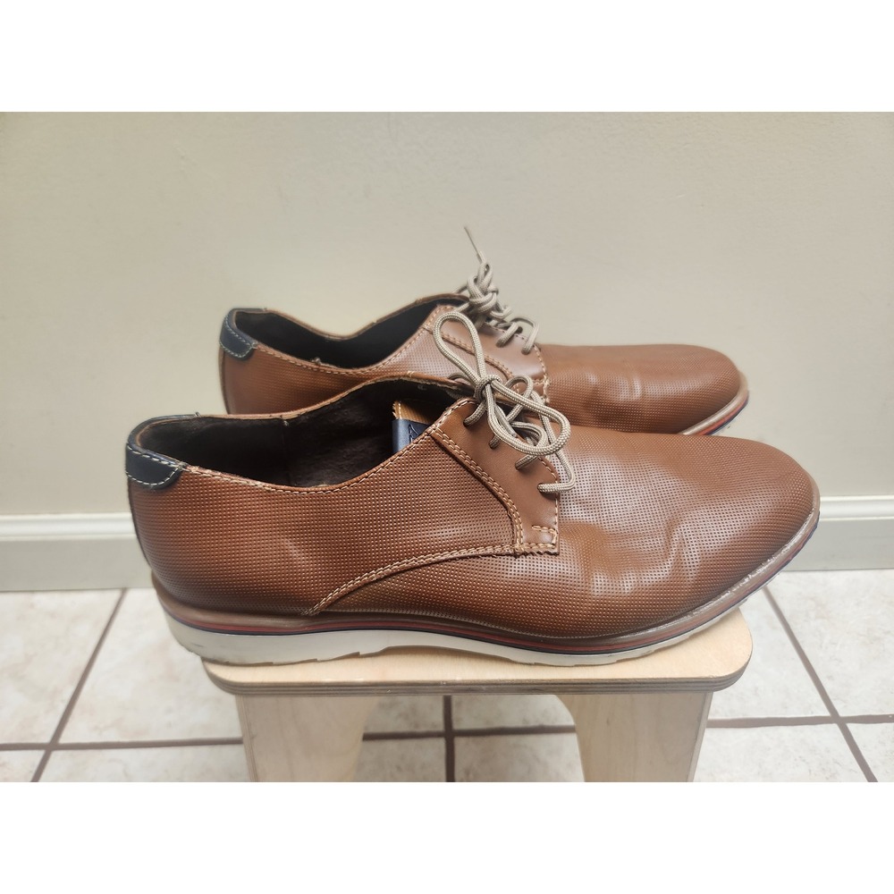 Mens Victor Konig Brown Perforated Oxford‎ Dress Shoes Lace Up
